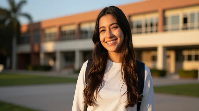 Estudiante mexicano exitoso sonríe en el campus
