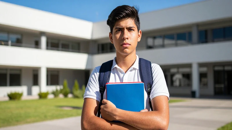 Estudiante mexicano en campus universitario vibrante