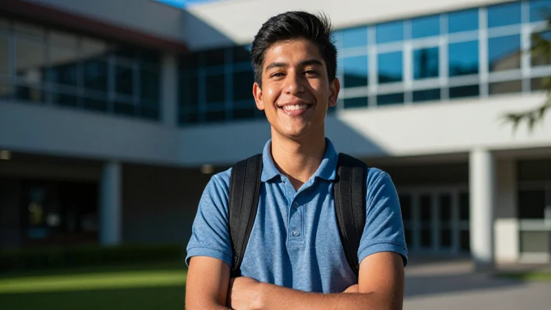 Estudiante mexicano con sonrisa confiada