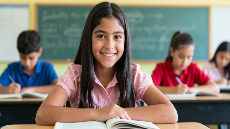 Estudiante mexicano exitoso en aula moderna