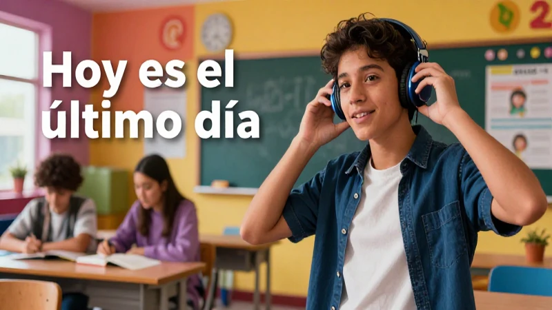 Visual de estudiante mexicano con auriculares en aula