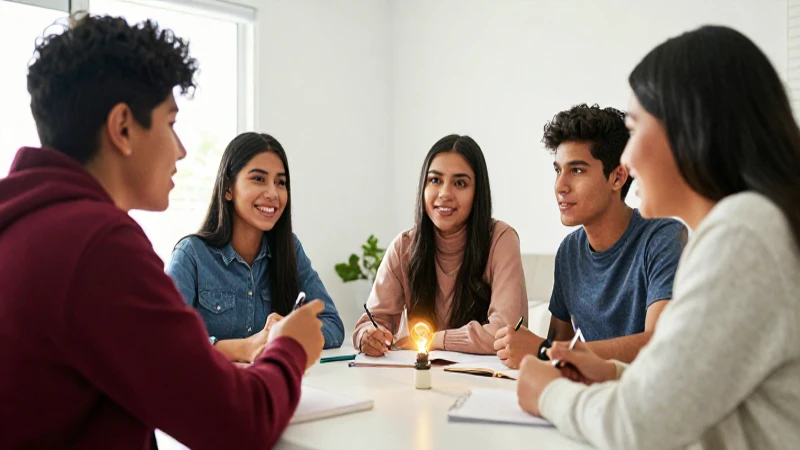 Estudiantes mexicanos colaborando en casa con ideas brillantes