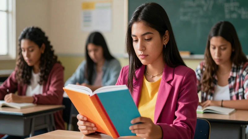 Estudiante mexicano vibrante en aula moderna