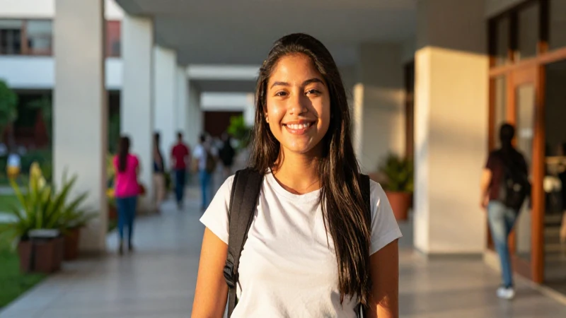 Estudiante mexicana sonriente en la universidad