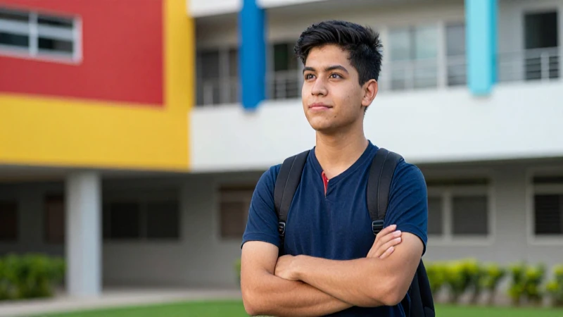Joven mexicano, futuro brillante, campus moderno
