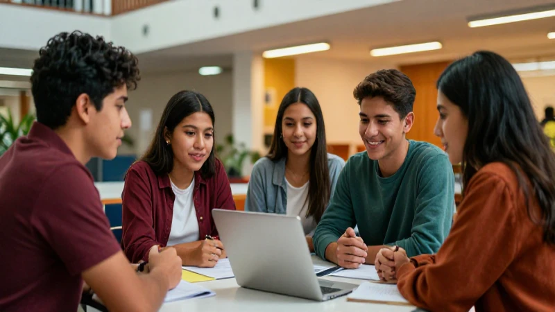 Estudiantes mexicanos colaboran en un ambiente académico vibrante