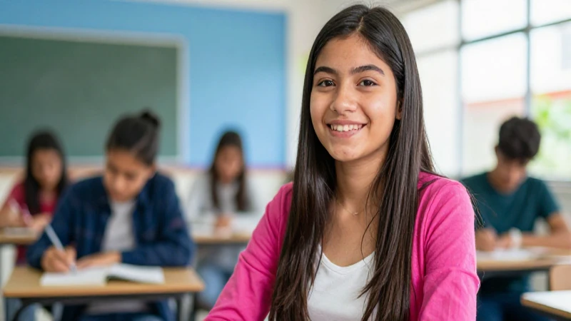 Estudiante mexicano esperanzado en clase moderna