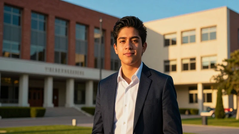 Estudiante mexicano universitario en campus modernizado