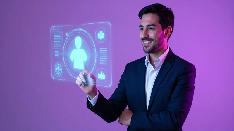 Profesional mexicano interactúa con apoyo digital