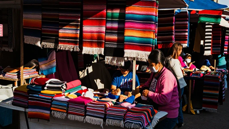 Mercado mexicano vibrante y color tradicional