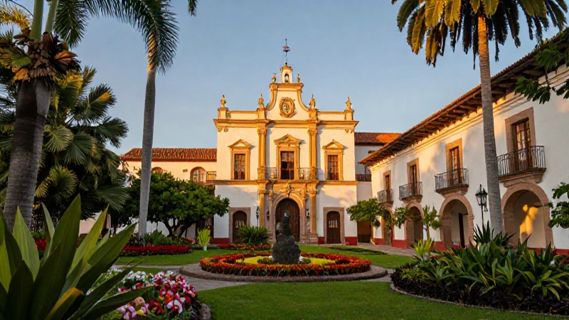 Hacienda colonial en Morelos con luz dorada