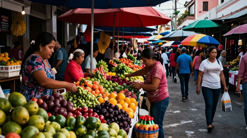 Mercado vibrante de San Juan Cosalá con colores vivos