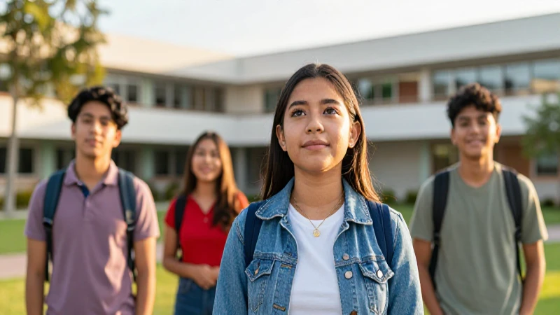 Estudiante mexicano optimista en campus iluminado al atardecer
