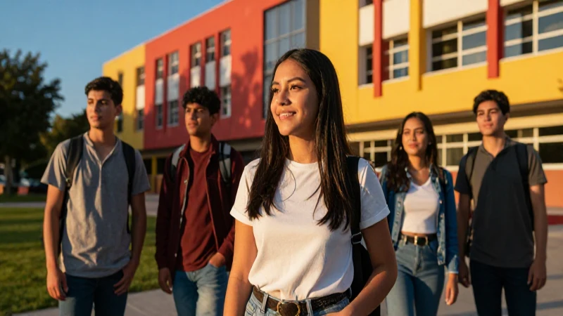 Joven optimista en campus mexicano dorado
