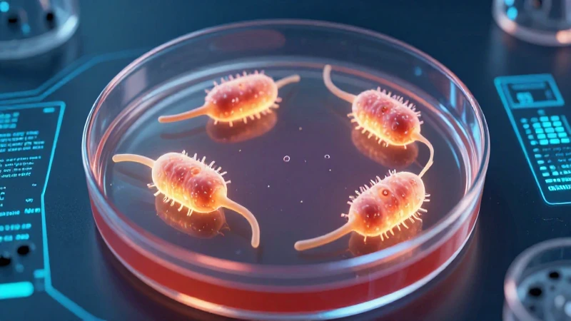 Células madre brillantes en laboratorio futurista