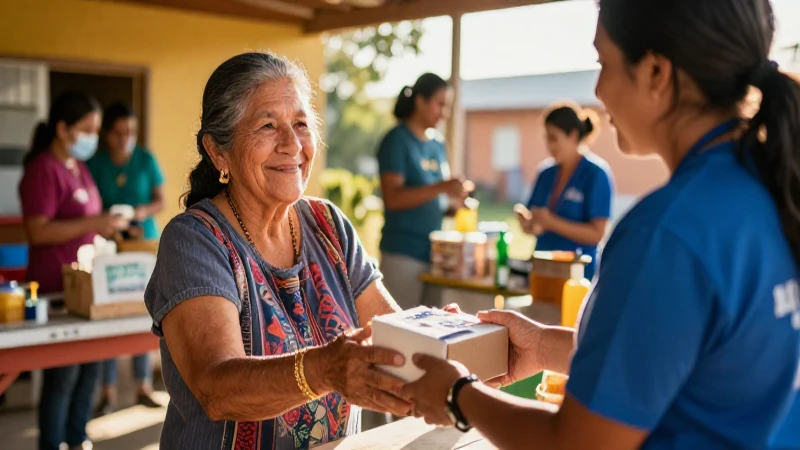 Mujer mexicana sonríe al recibir apoyo
