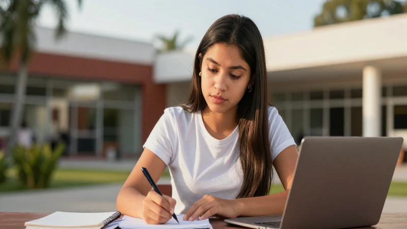 Joven mexicana estudia con foco decidido