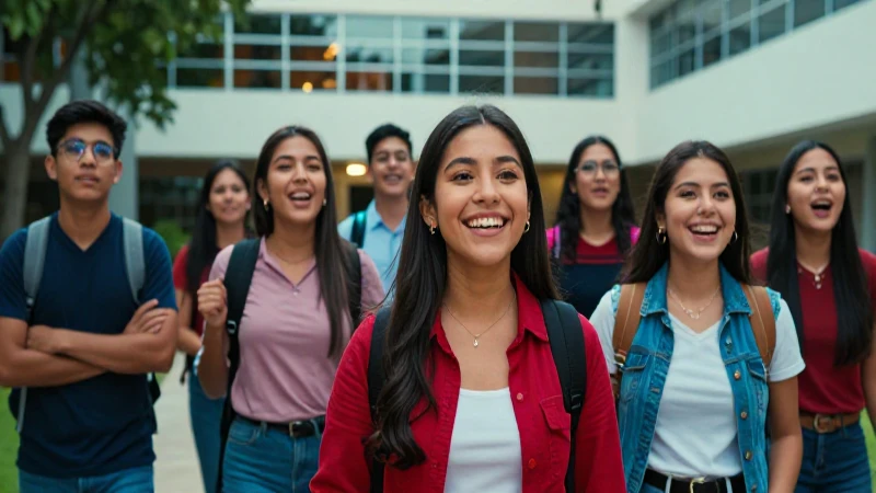 Estudiantes mexicanos exitosos en campus moderno