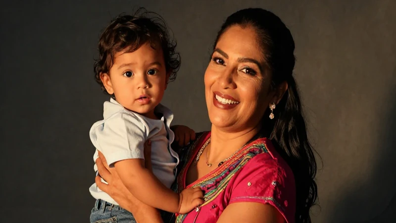 Madre mexicana sonríe a su hijo bajo luz dorada
