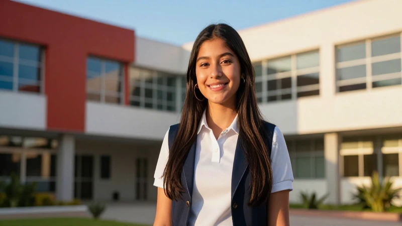 Joven mexicano triunfador en un campus vibrante