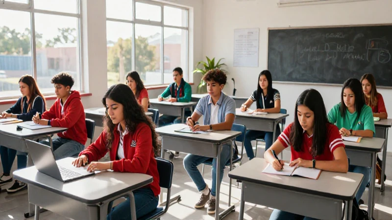 Estudiantes mexicanos modernos en clase de alta tecnología