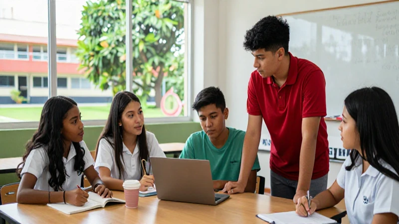 Estudiantes mexicanos colaboran en un aula moderna