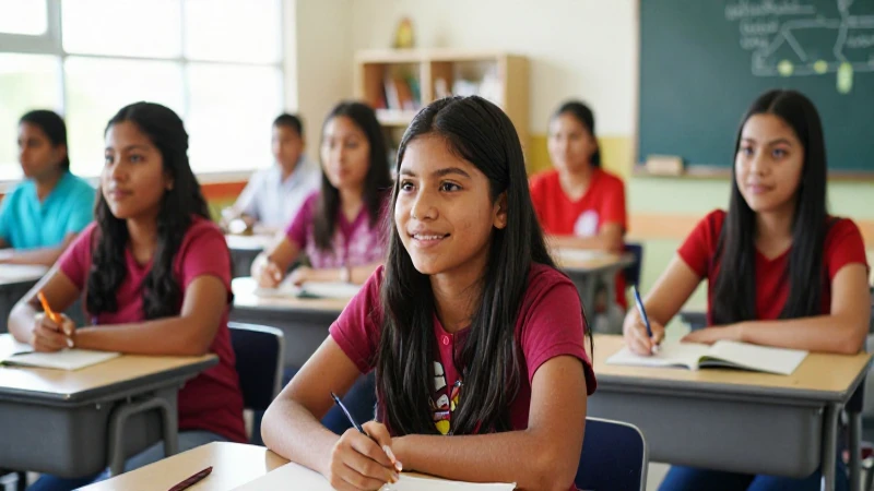 Estudiantes mexicanos sonrientes en aula moderna