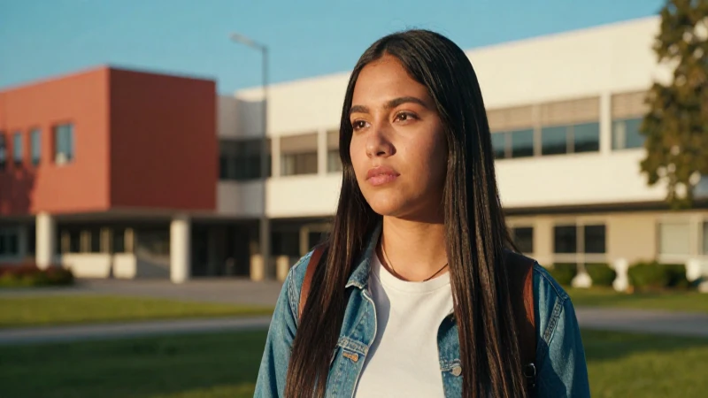 Estudiante mexicano reflexivo en campus dorado