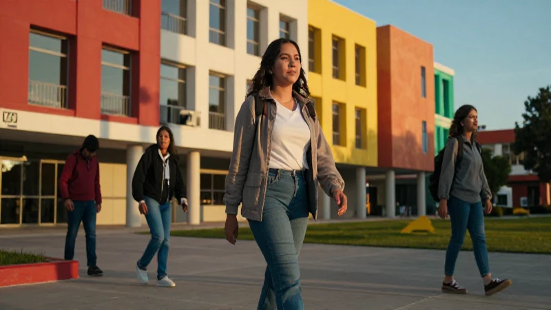 Estudiante mexicano camina en el vibrante campus