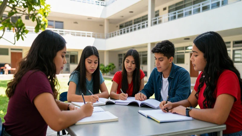 Estudiantes mexicanos modernos y brillantes en la universidad