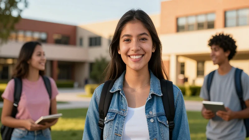 Estudiante sonriente en campus universitario