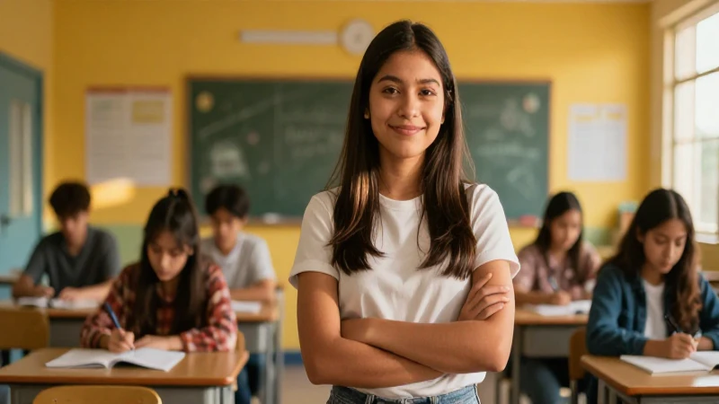 Joven estudiante mexicano con aura aspiracional