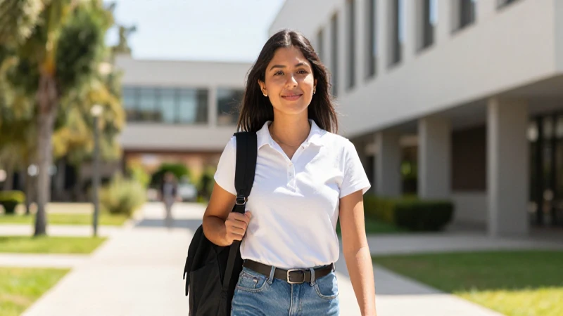Estudiante mexicano sonriente en campus soleado