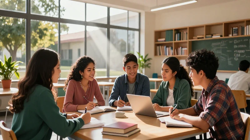 Estudiantes mexicanos en un campus moderno y vibrante