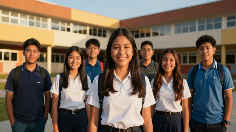 Estudiantes exitosos en campus mexicano vibrante