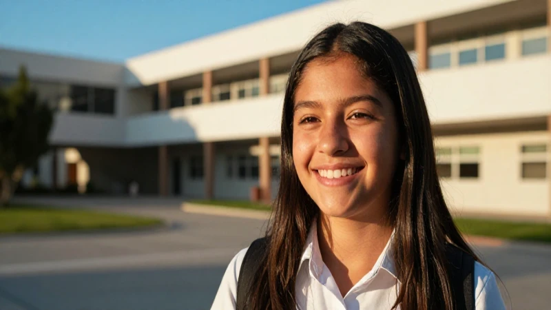 Estudiante mexicano alegre bajo la luz dorada