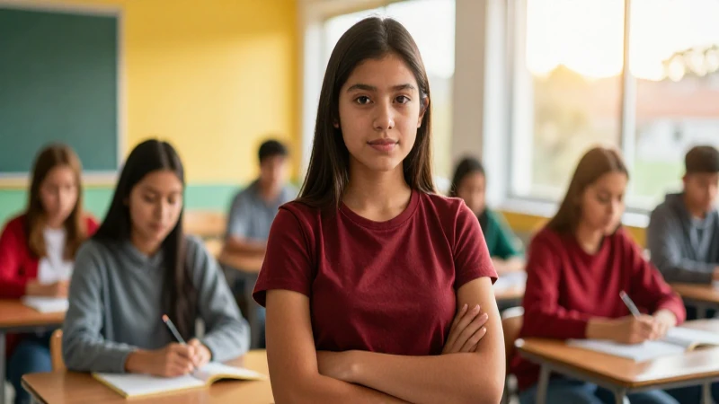 Retrato vibrante y dramático de estudiante mexicano