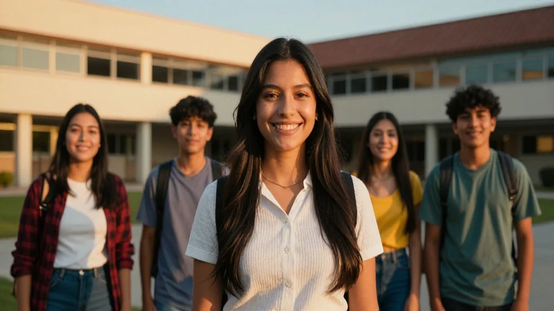 Estudiantes mexicanos vibrantes en campus moderno