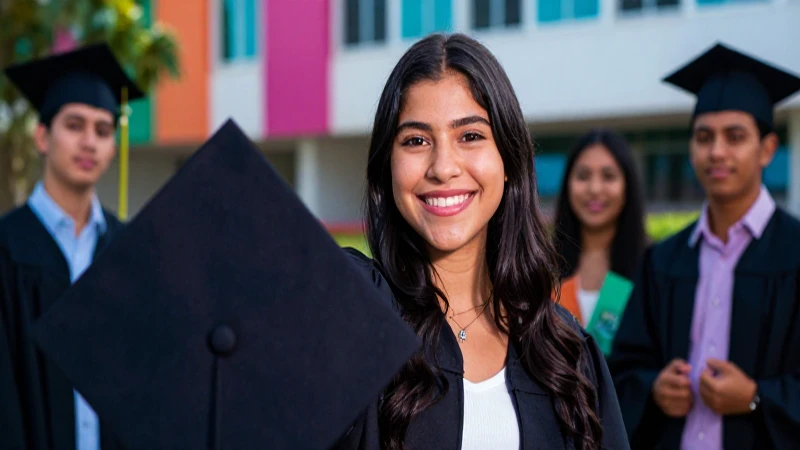Estudiante mexicano exitoso en un campus vibrante