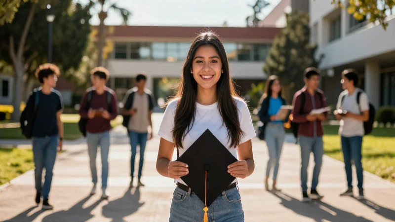 Joven estudiante mexicano posa con gorro y sonrisa