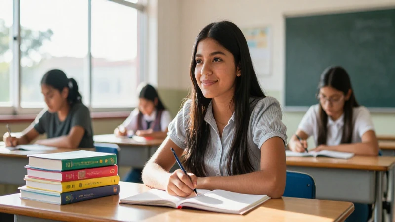 Estudiante mexicano brillante en clase moderna