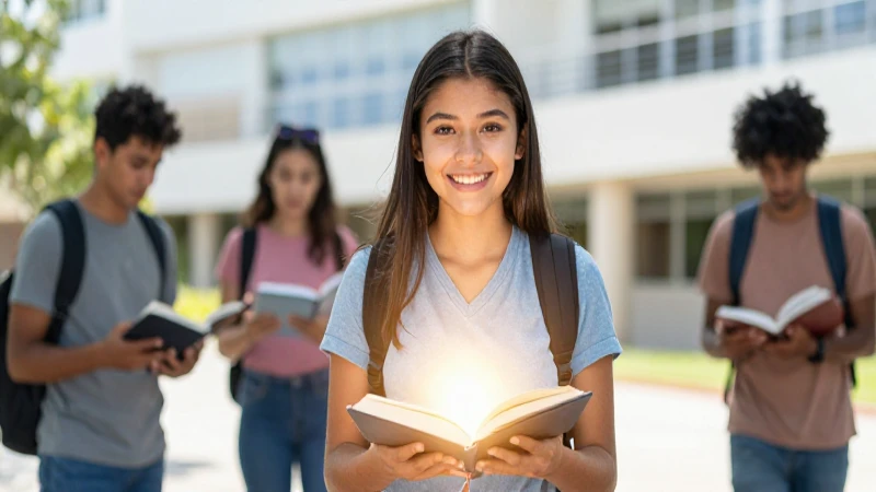 Estudiante mexicano atractivo en campus moderno