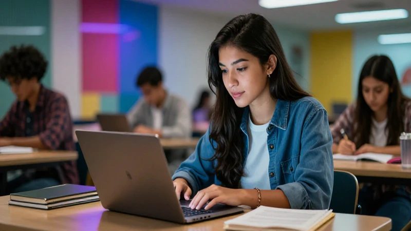 Estudiante mexicano estudiando en campus, estilo cinematográfico