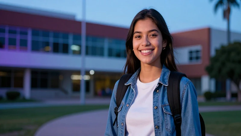 Joven mexicana exitosa en su campus universitario