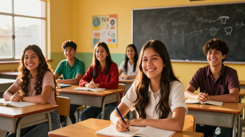 Foto vibrante de estudiantes mexicanos sonrientes