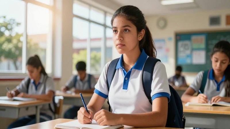 Ilustración de estudiante mexicano en campus moderno