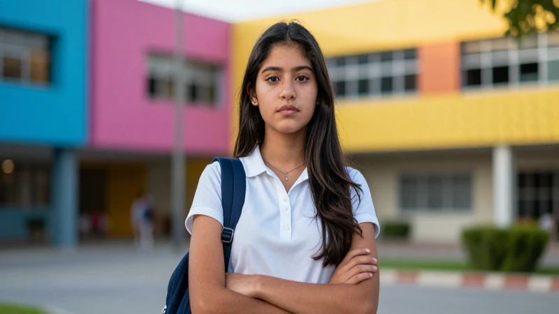 Estudiante mexicano, diverso y decidido, en campus moderno