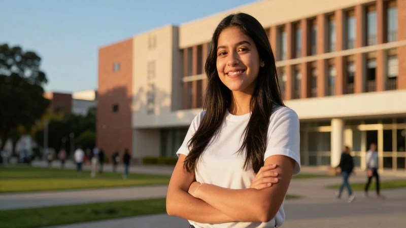 Estudiante mexicano en ambiente académico cinemático