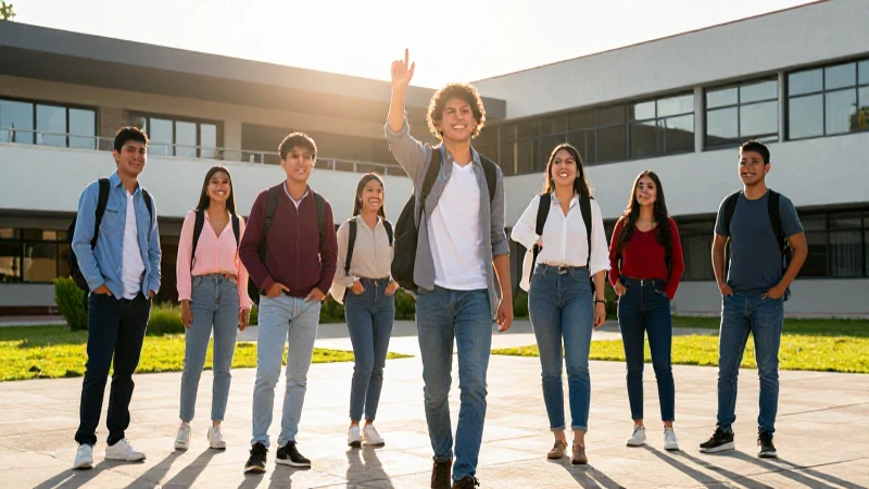Estudiantes mexicanos felices en el campus