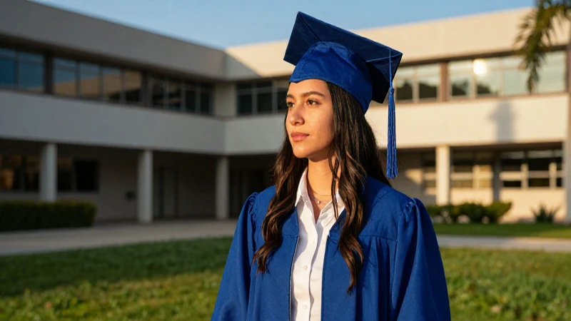Retrato impactante de estudiante mexicano en campus